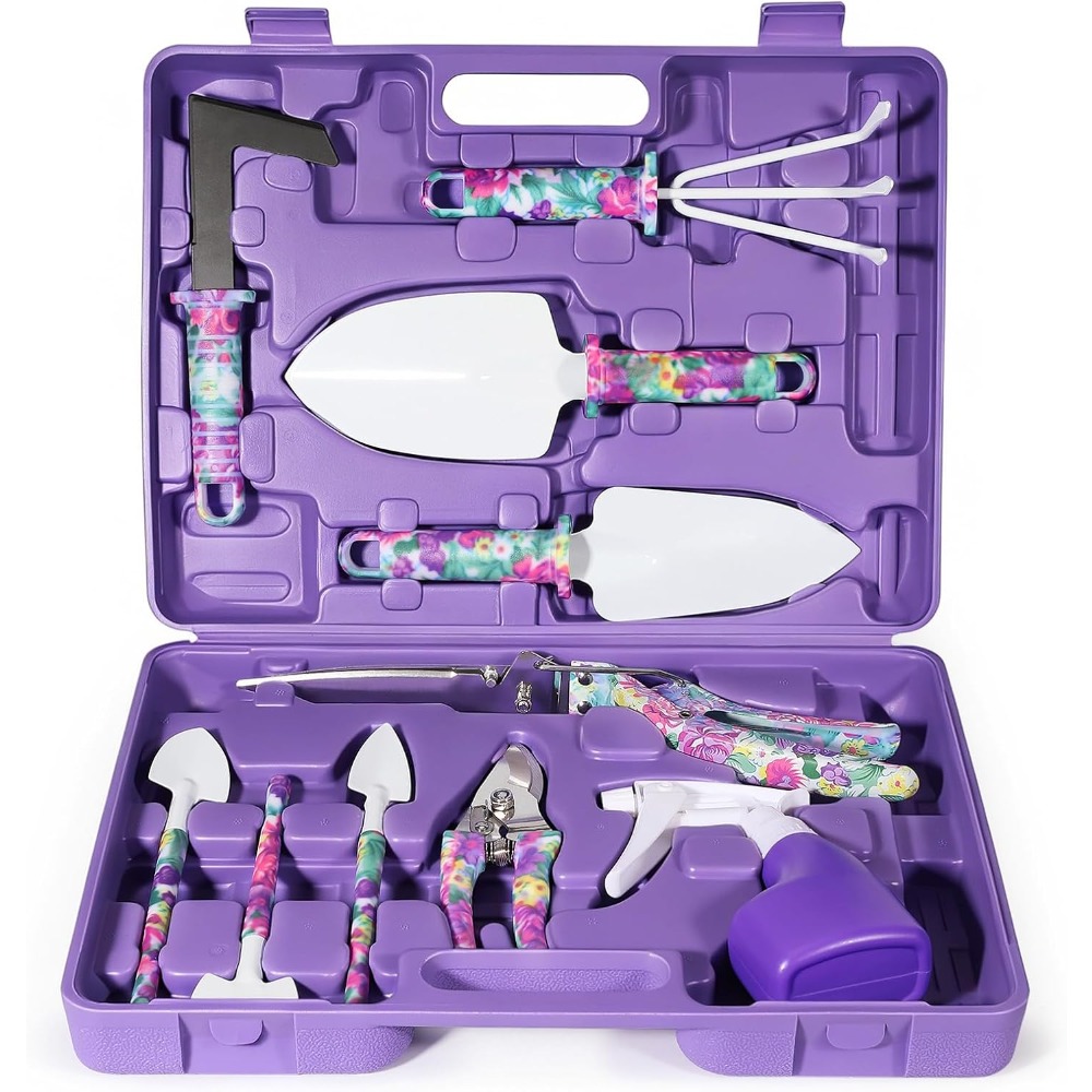 Gardening Tools Gift Set - 10-Piece Gardening Tools Set with Floral-Print