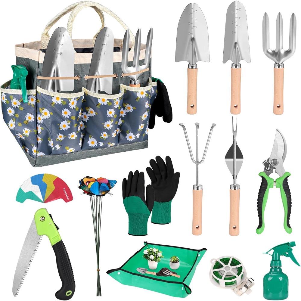 Gardening Tools Gift Set - Complete 62-Piece Garden Tool Set with