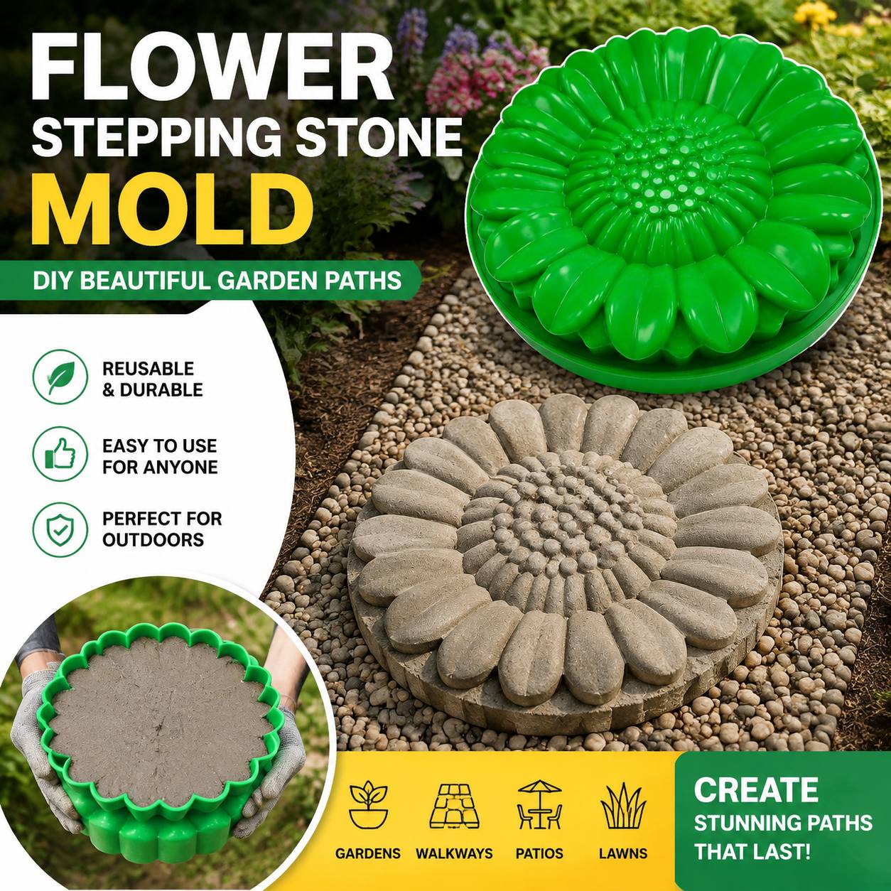Sunflower Terrace Stone Mold S - Gardening Tools Usa 评论和价格