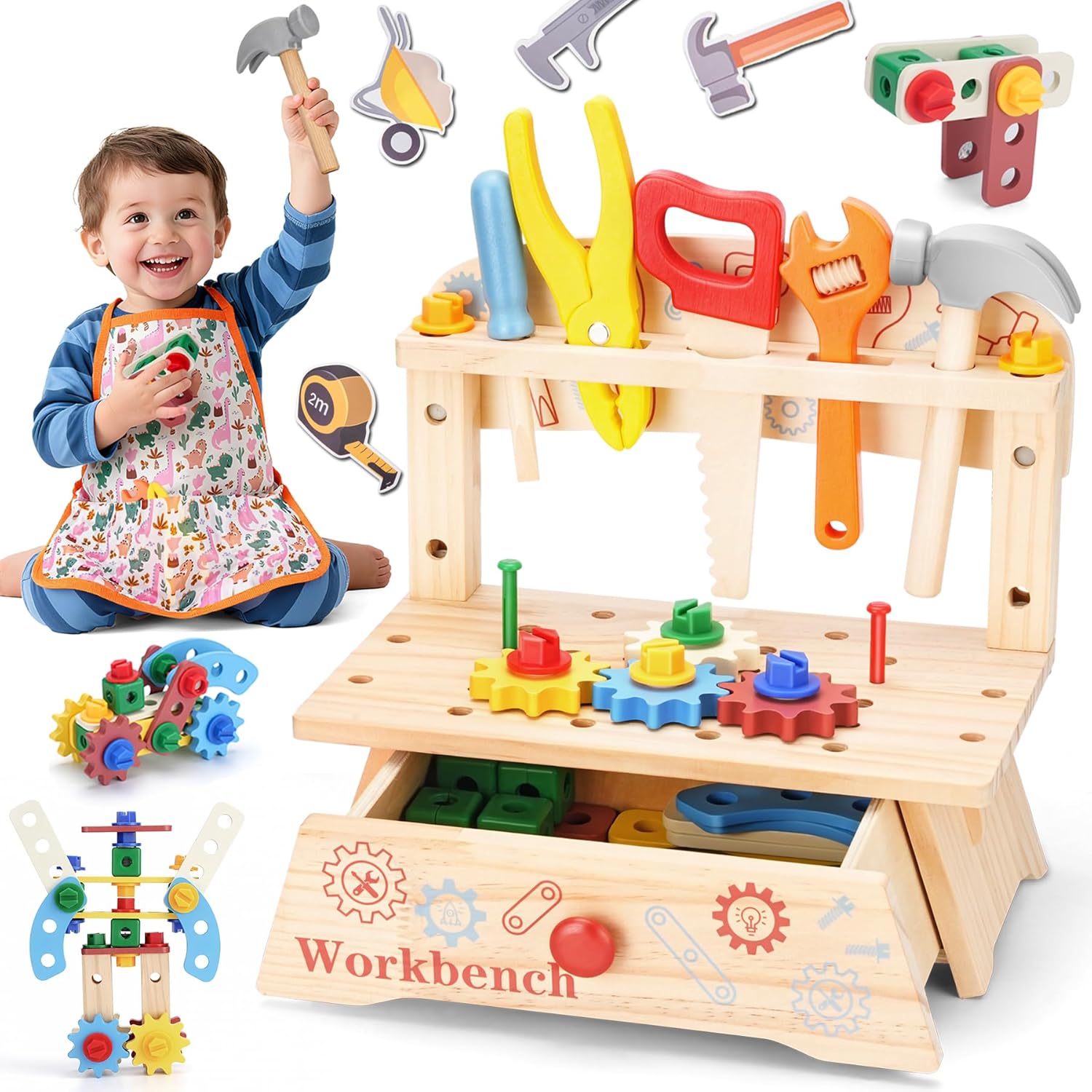 Wooden Tool Bench for Kids,Mon - Gardening Tools For Kids 评论和价格