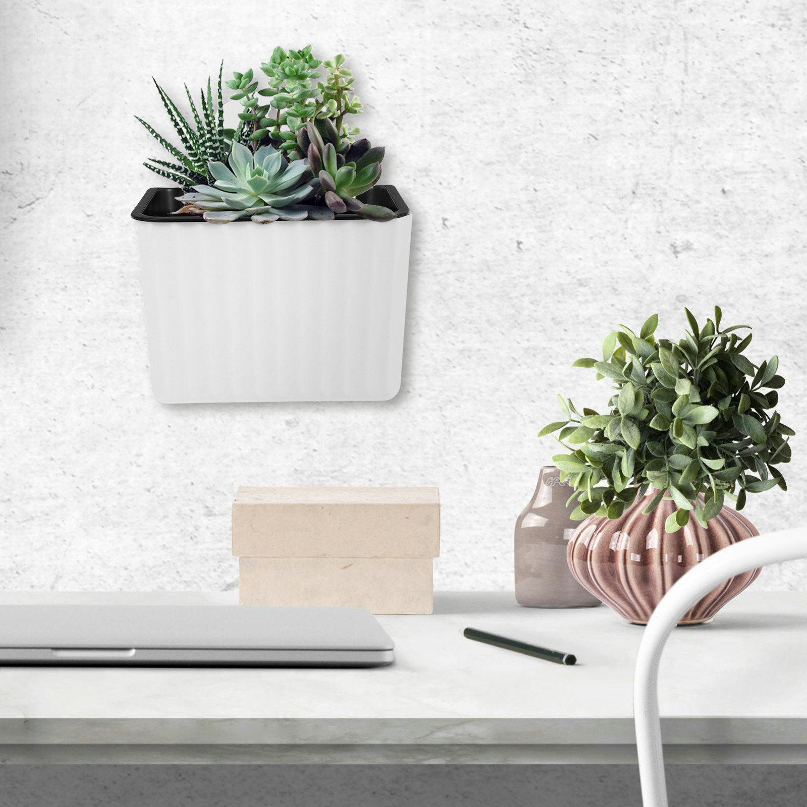 2Pcs Wall Mount Flower Pots Se - Self-Watering Planter 评论和价格