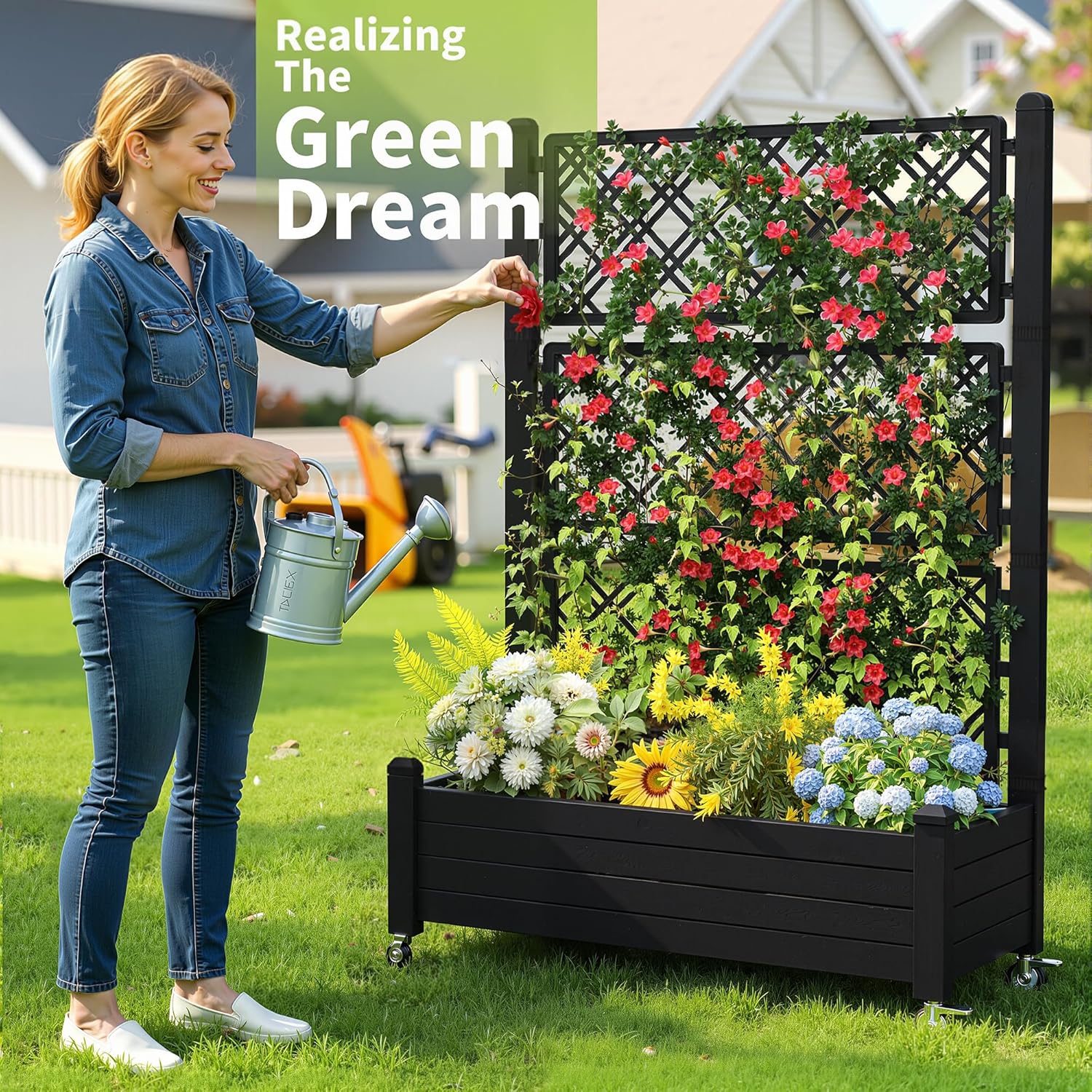 Raised Garden Bed with Trellis - Self-Watering Planter 评论和价格