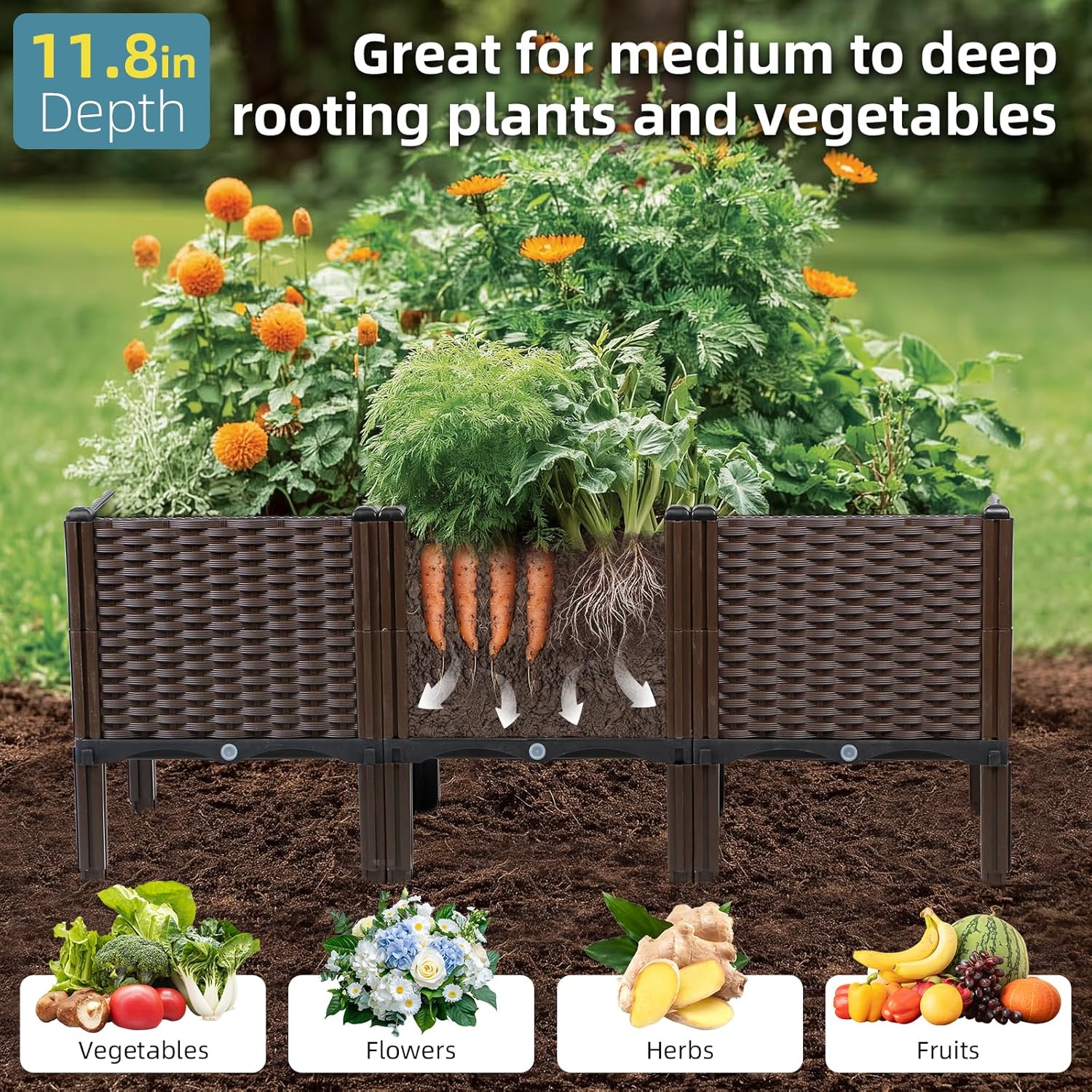 Outdoor Gardening Rattan Plant - Self-Watering Planter 评论和价格