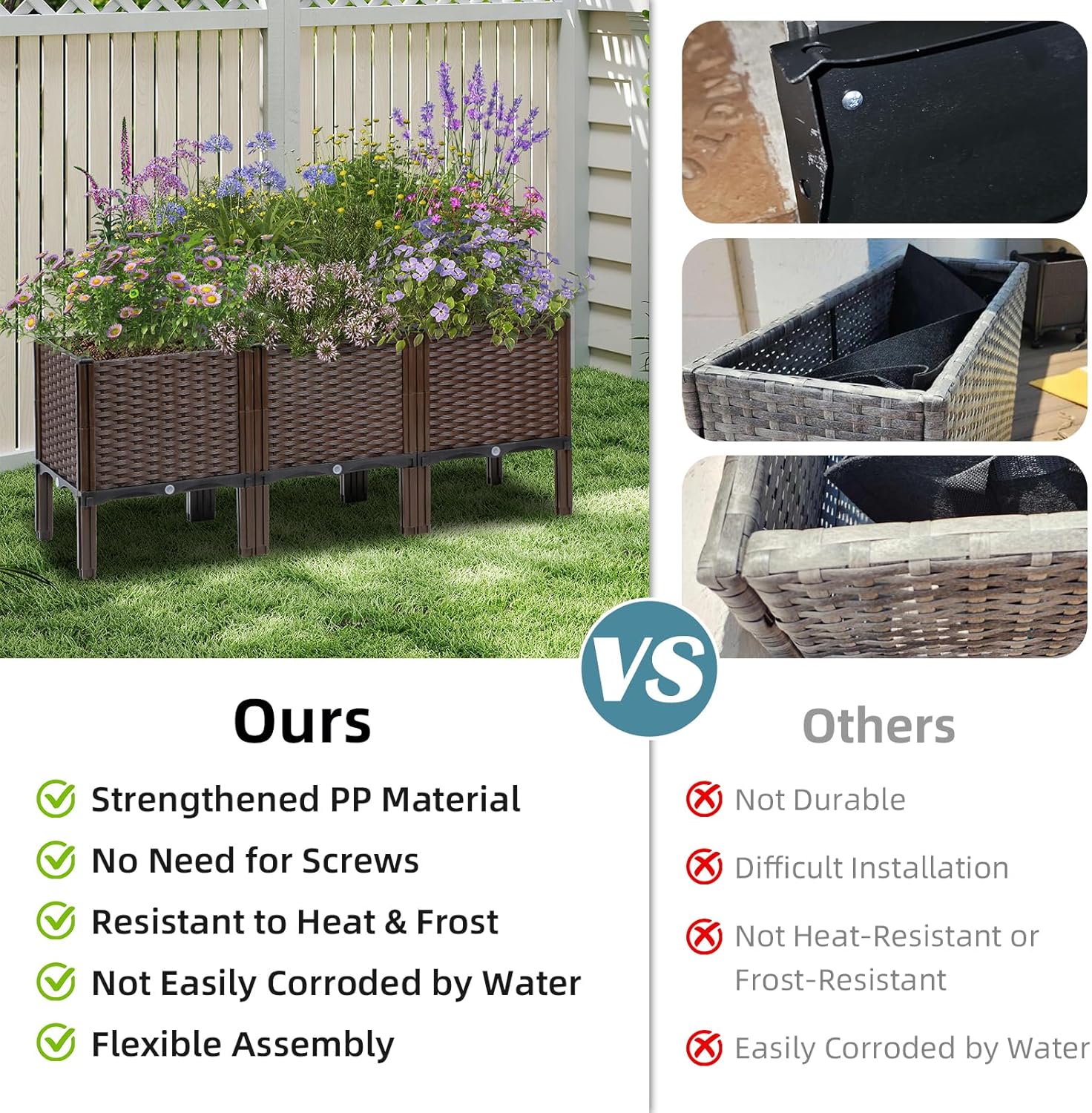 Outdoor Gardening Rattan Plant - Self-Watering Planter 评论和价格