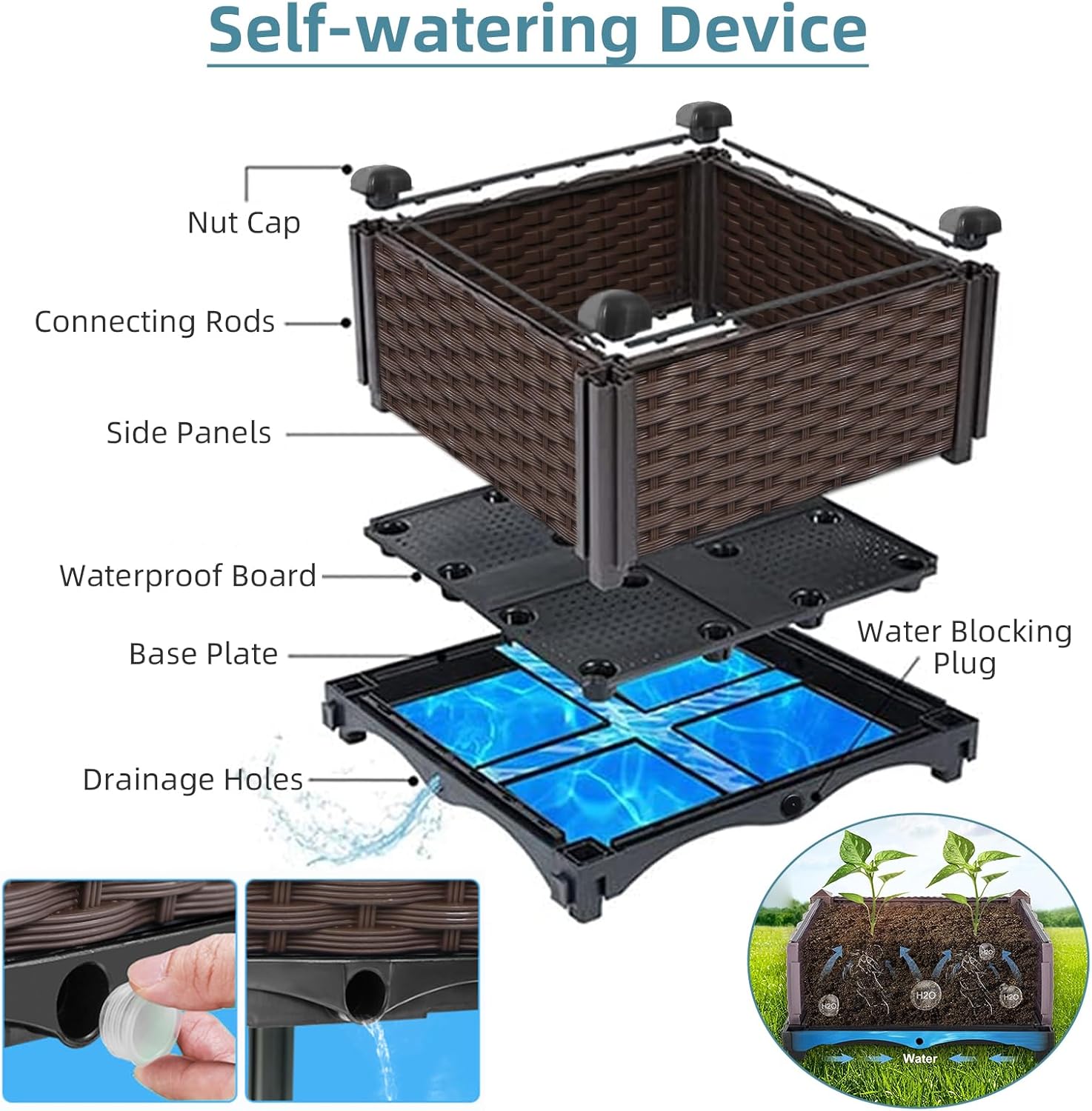 Outdoor Gardening Rattan Plant - Self-Watering Planter 评论和价格